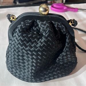 Talbots Y2 black woven shoulder strap coin purse bag dark romantic whimsigoth